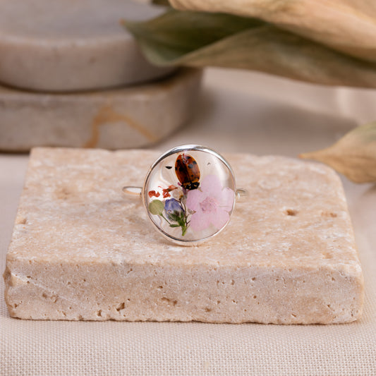 Ladybug Ring - with Floral Touch