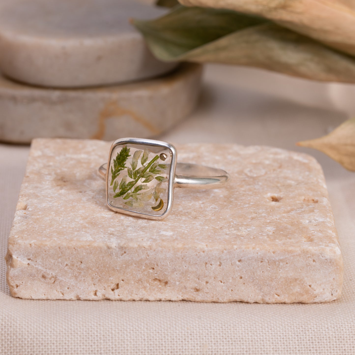 Real Flower Sterling Silver Ring