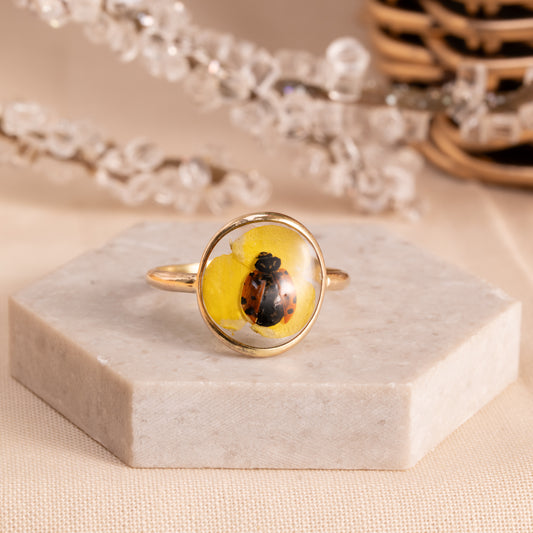 Gold-Filled Floral Ring with Hand-Pressed Botanicals