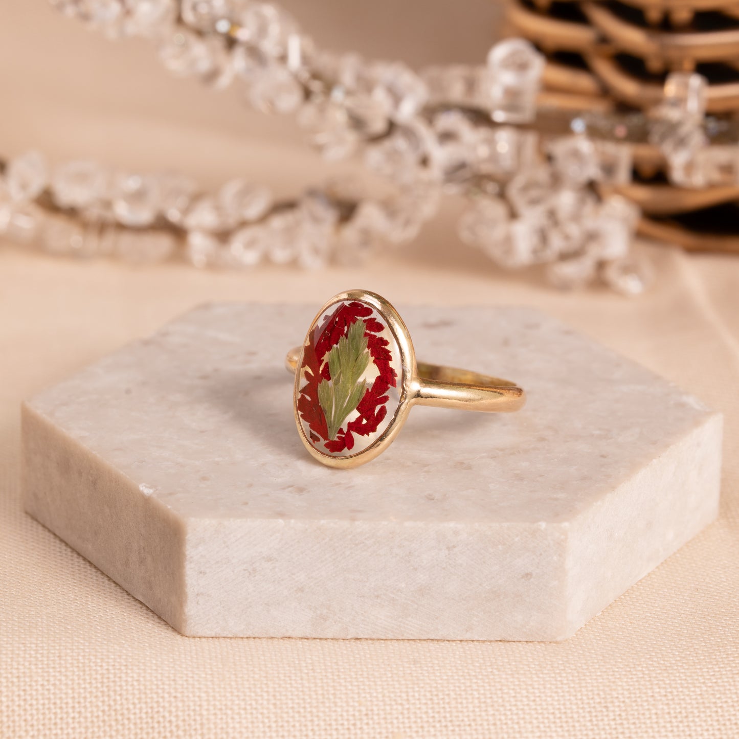 Flower Ring with Real Dried Flowers – Artisan Keepsake