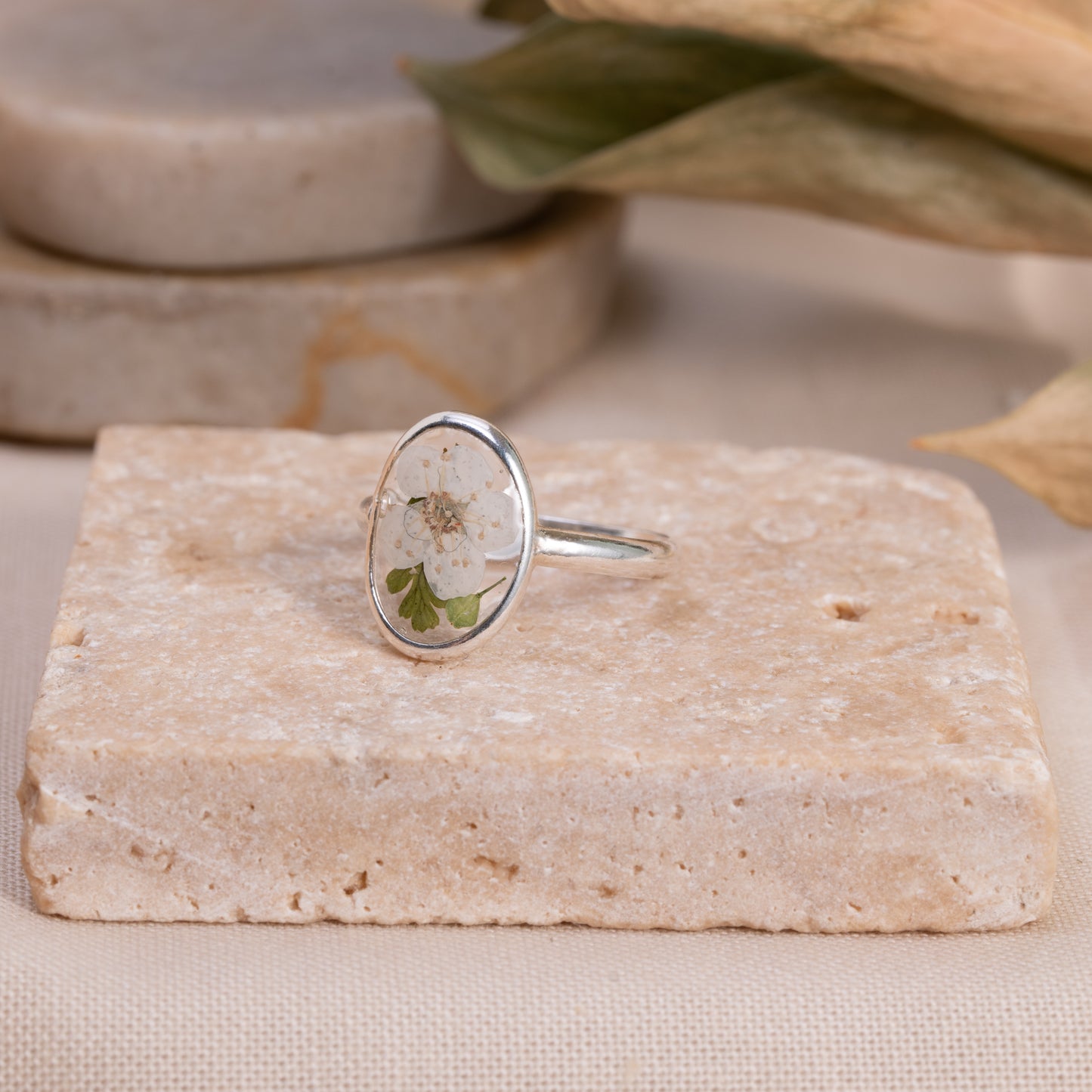 Silver Botanical Statement Ring