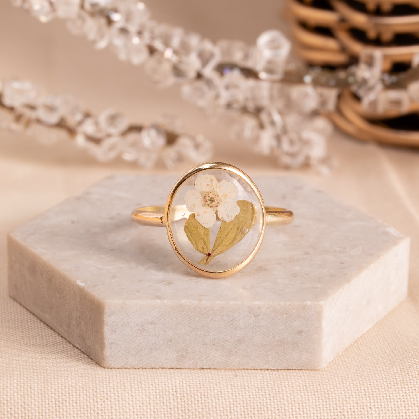 Floral Charm Pressed Flower Ring