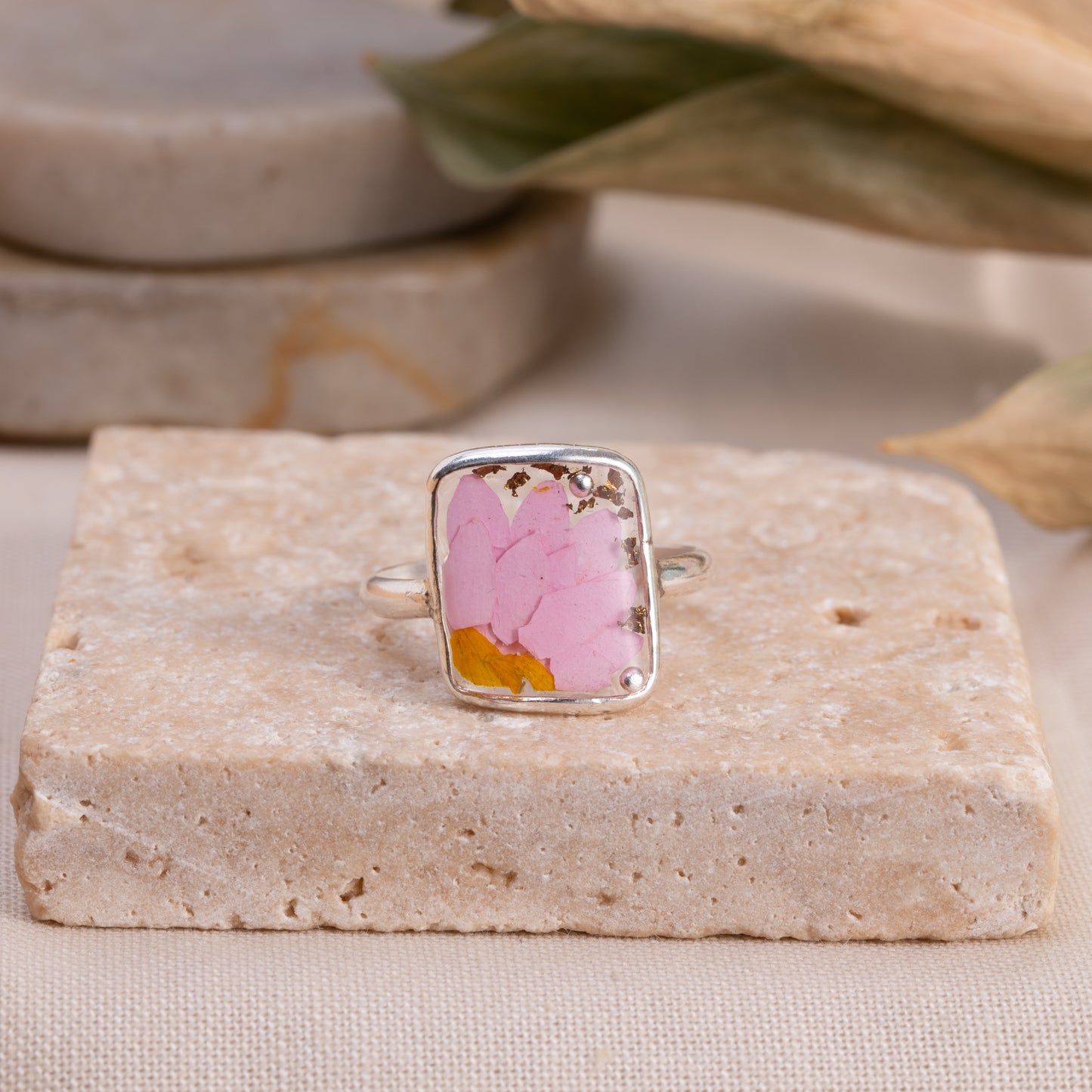 Resin Floral Ring - Pink Flower