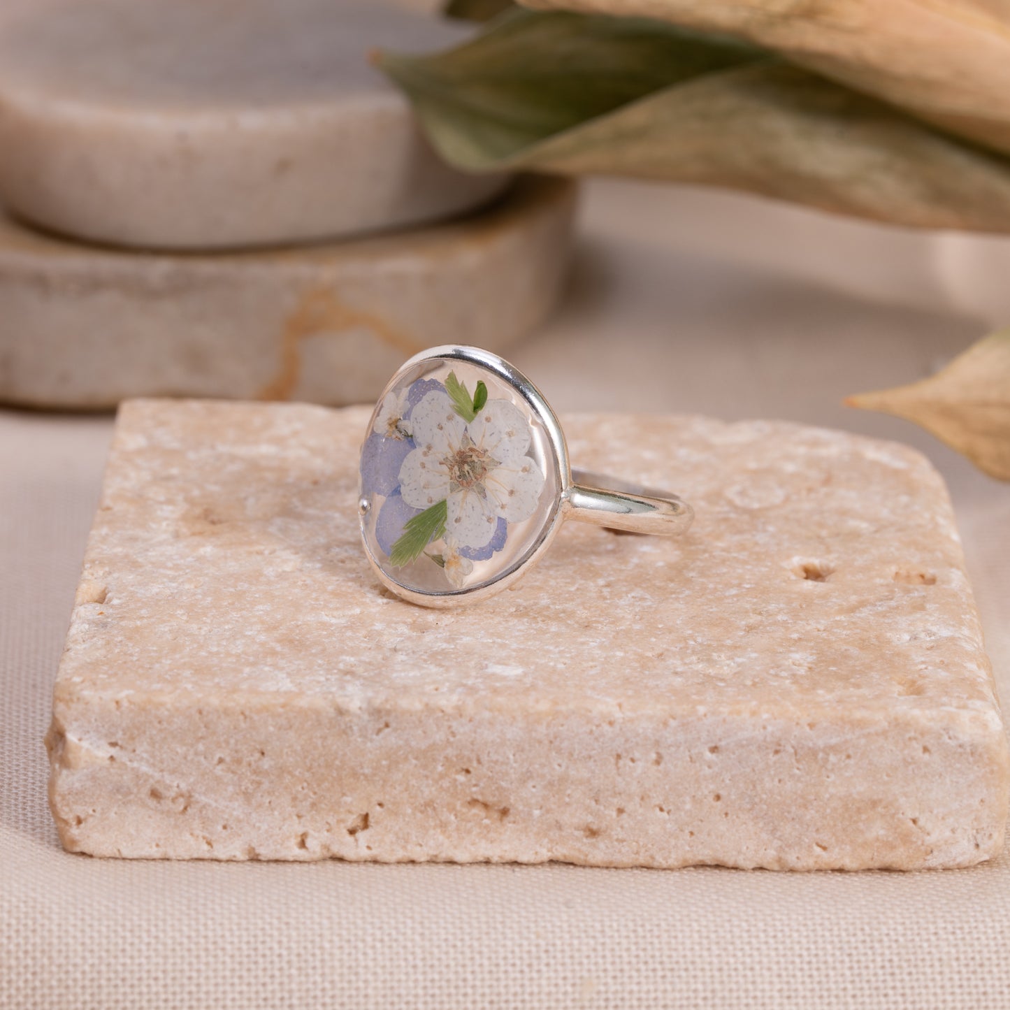 Real Flower Sterling Silver Ring - Handmade Jewelry