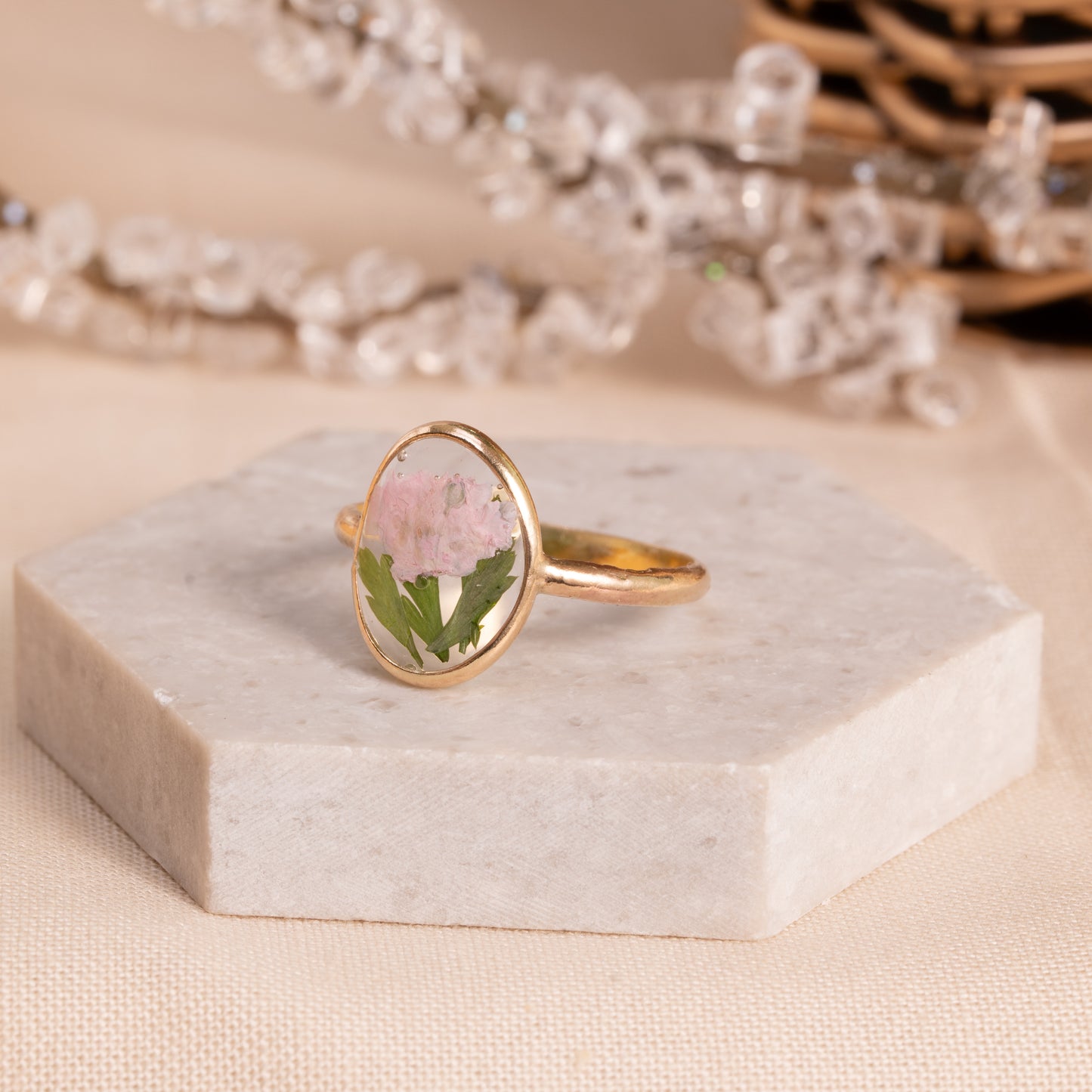 Handcrafted Floral Ring in Gold-Filled Metal – Artisan Collection