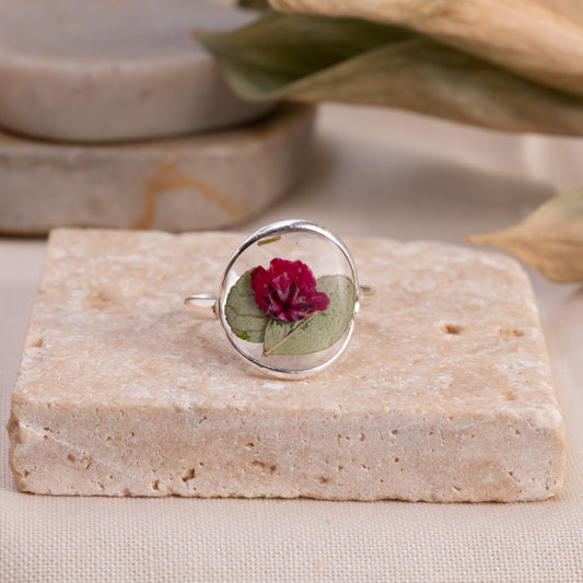 Dried Flower Silver Ring