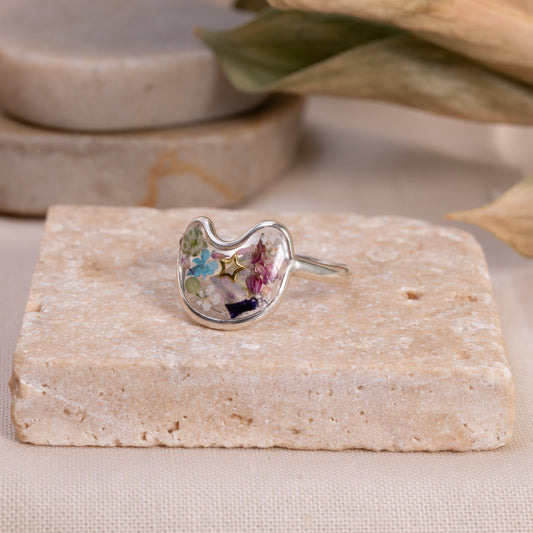 Unique Flower Ring – Handcrafted Sterling Silver with Preserved Flower