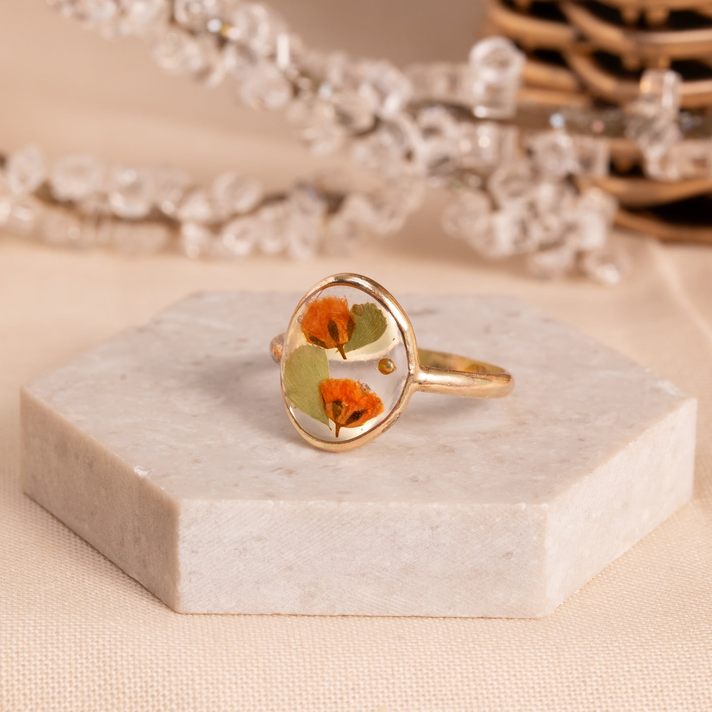 Flower Ring with Real Wildflowers – Artisan Gift Jewelry