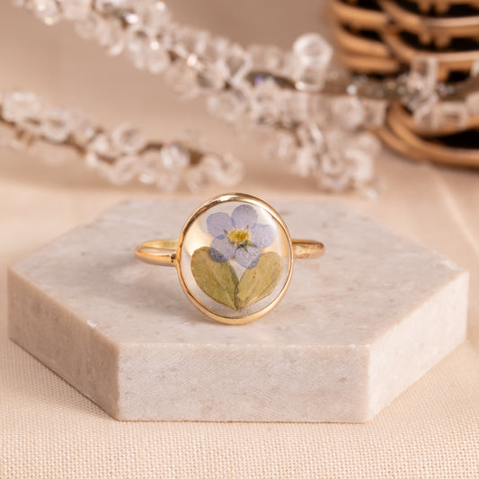 Pressed Flower Gold-Filled Ring – Artisan Made