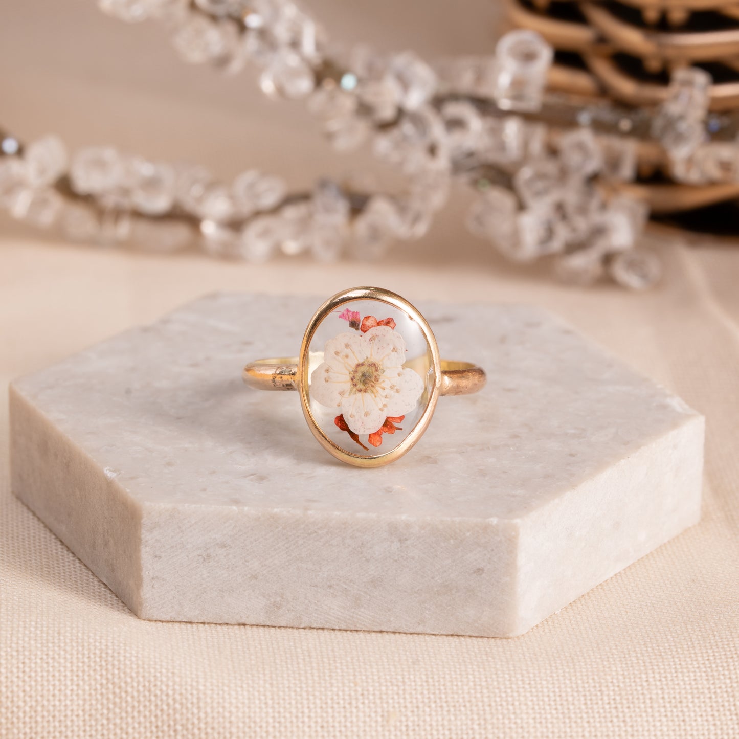 Pressed Flower Gold-Filled Ring – Artisan Jewelry Gift