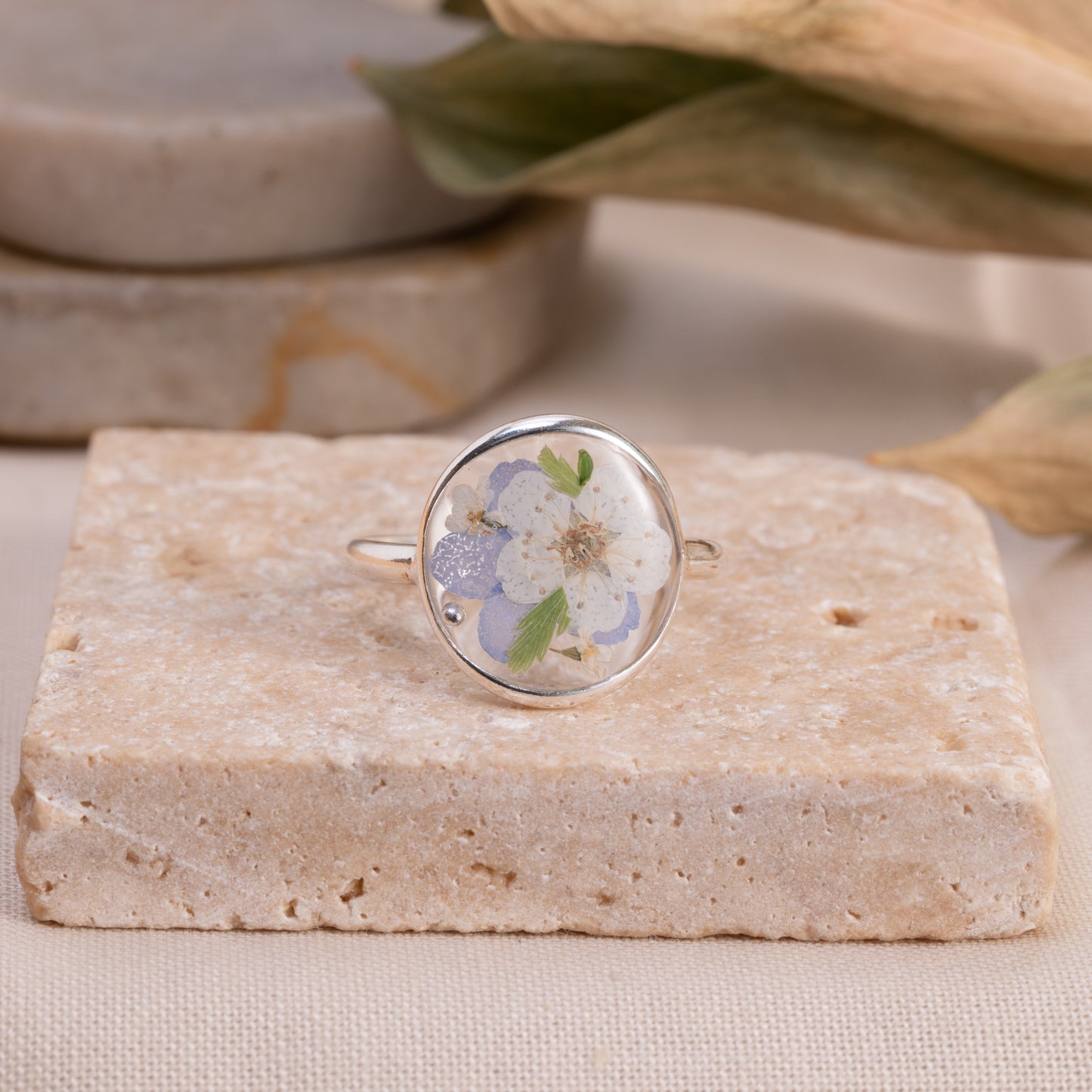 Real Flower Sterling Silver Ring - Handmade Jewelry