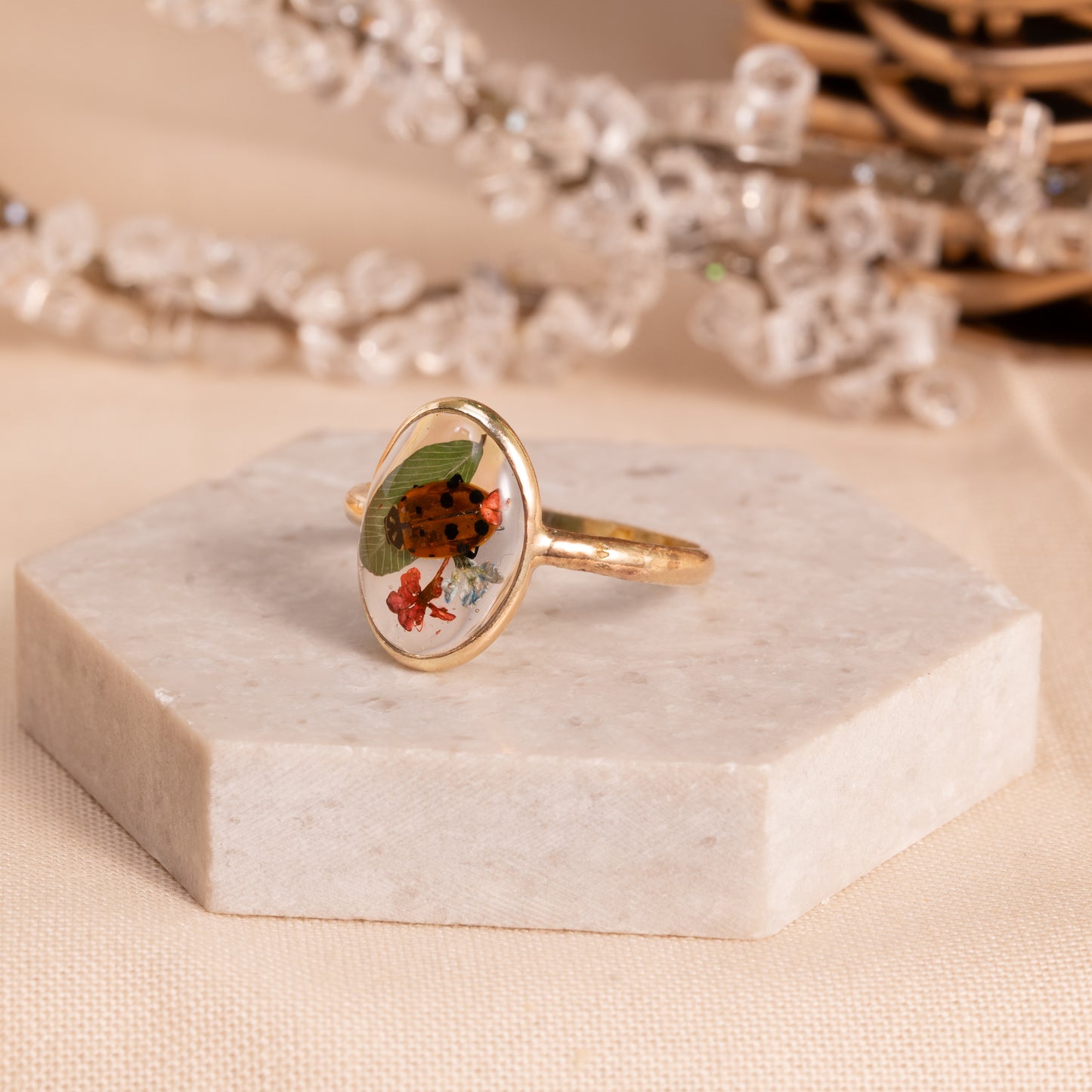 Real Flower Jewelry – Gold-Filled Ring for Nature Lovers