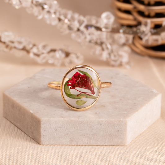 Real Pressed Flower Ring - Gold-Filled