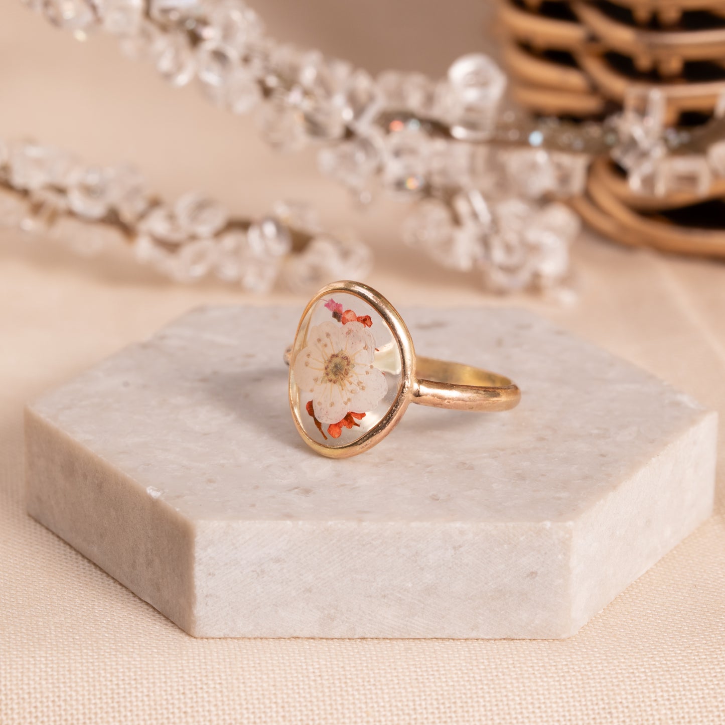 Pressed Flower Gold-Filled Ring – Artisan Jewelry Gift