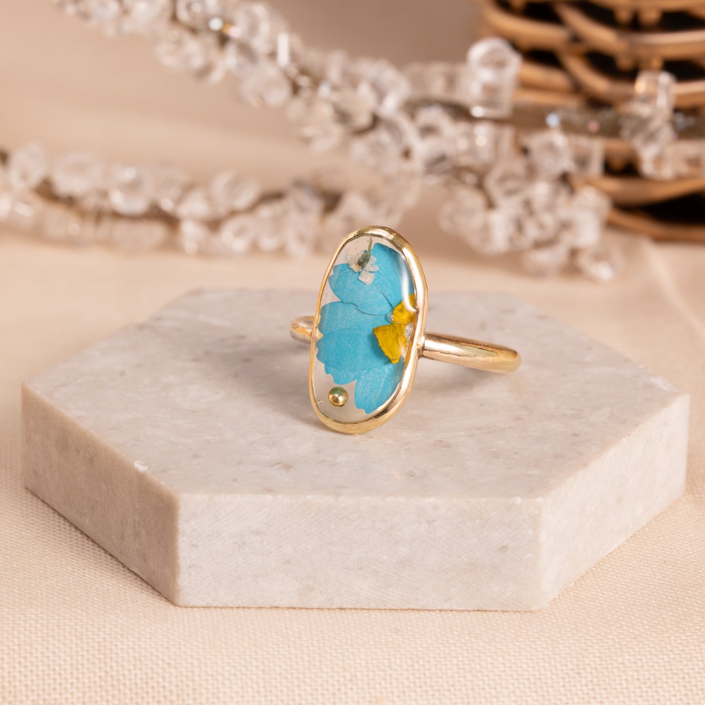 Flower Ring in Gold-Filled Setting – Handmade Jewelry