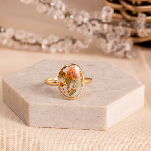 Gold-Filled Ring with Real Flowers – Artisan Botanical Jewelry