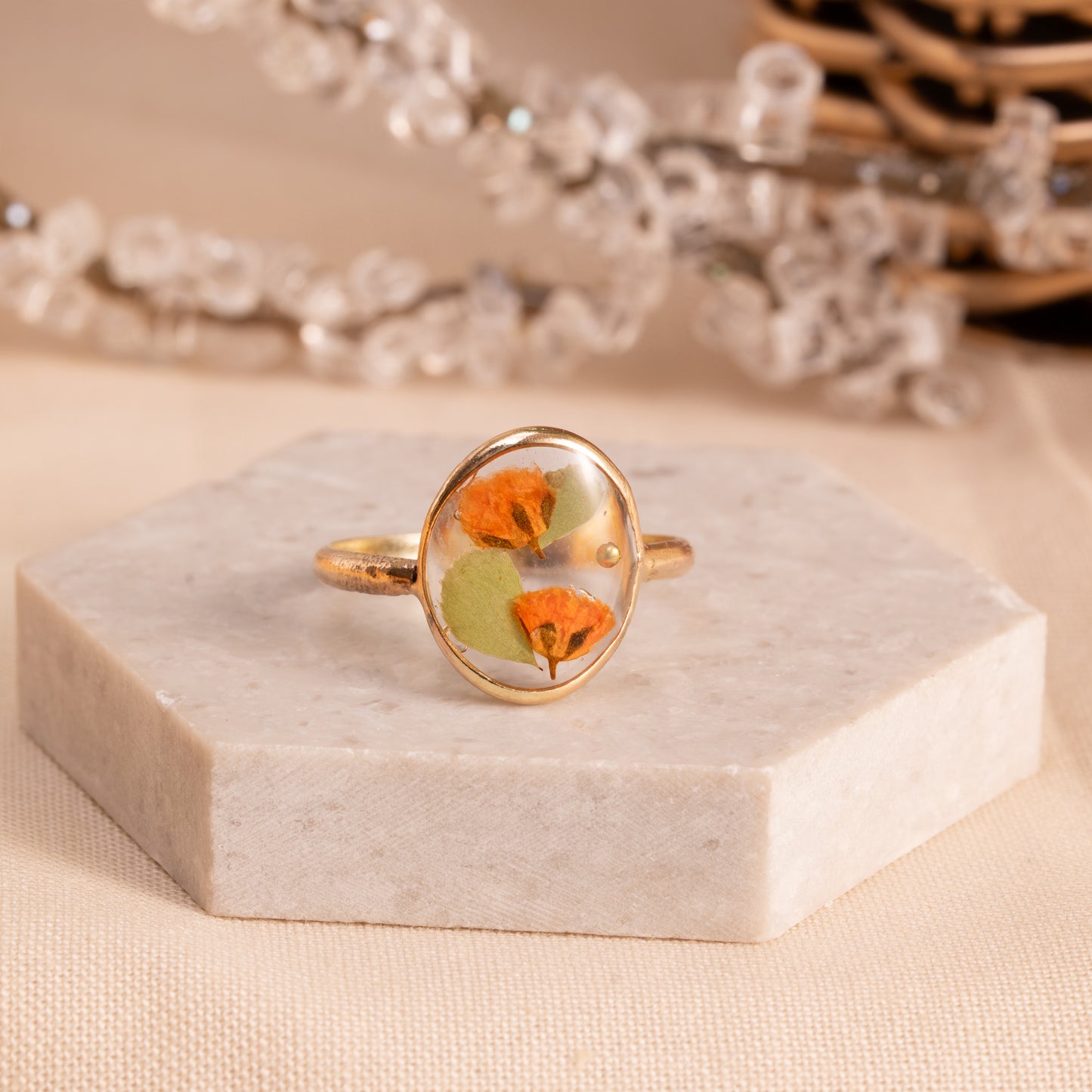 Flower Ring with Real Wildflowers – Artisan Gift Jewelry