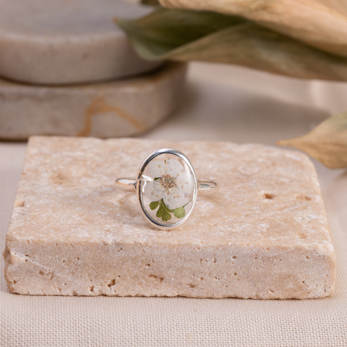 Silver Botanical Statement Ring