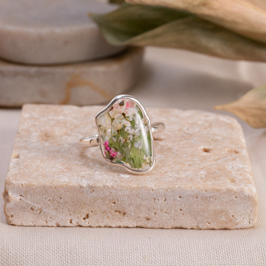 Unique Floral Silver Ring