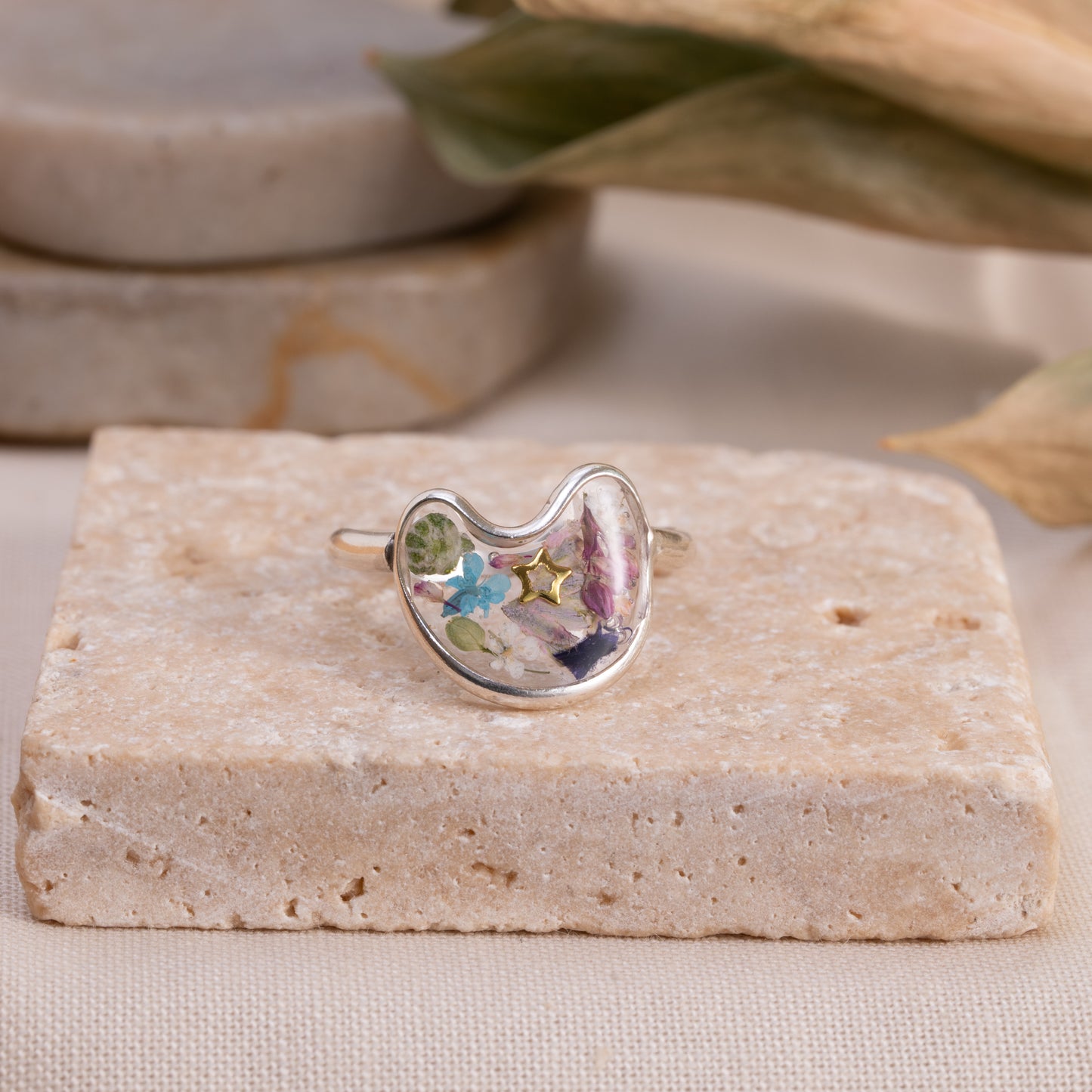 Unique Flower Ring – Handcrafted Sterling Silver with Preserved Flower