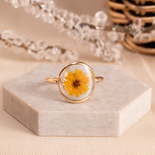 Pressed Flower Gold-Filled Band – Handcrafted Art