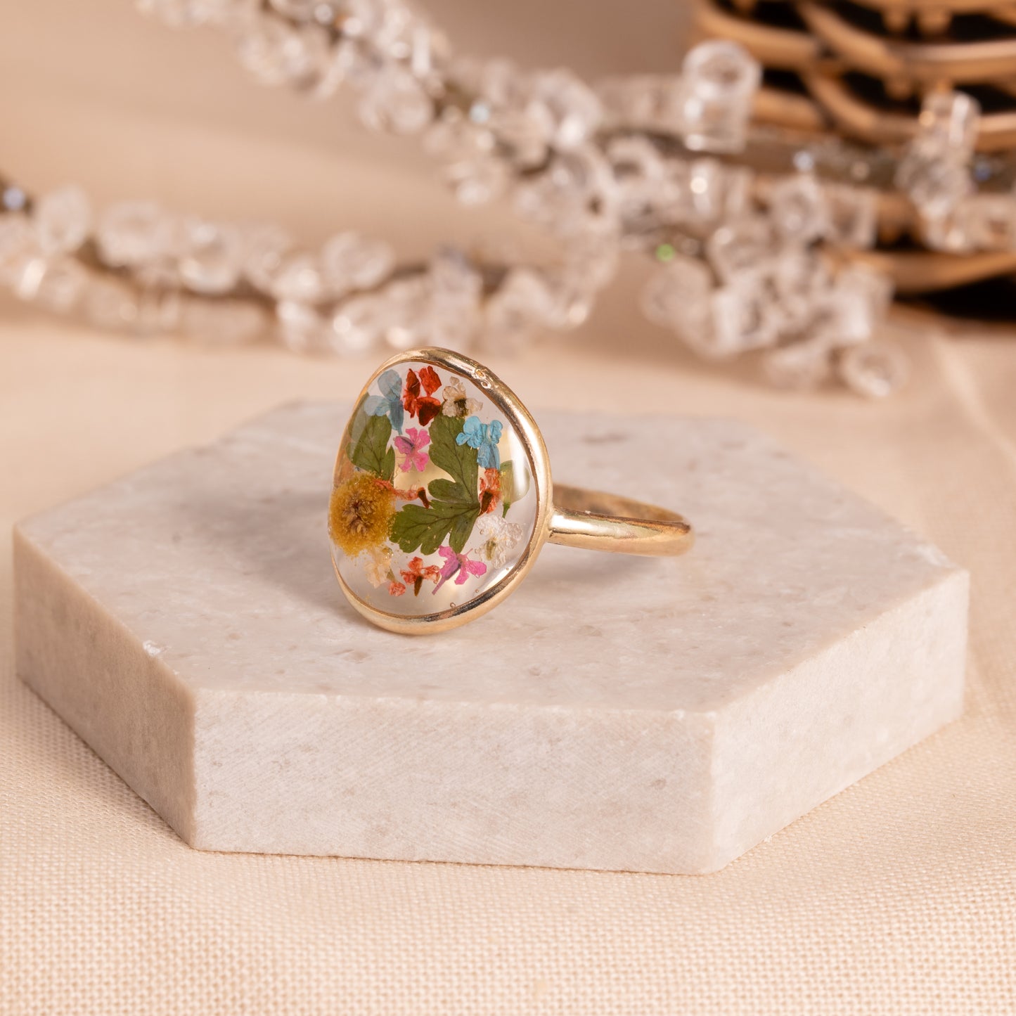 Nature-Inspired Gold-Filled Flower Ring – Handmade Jewelry Gift