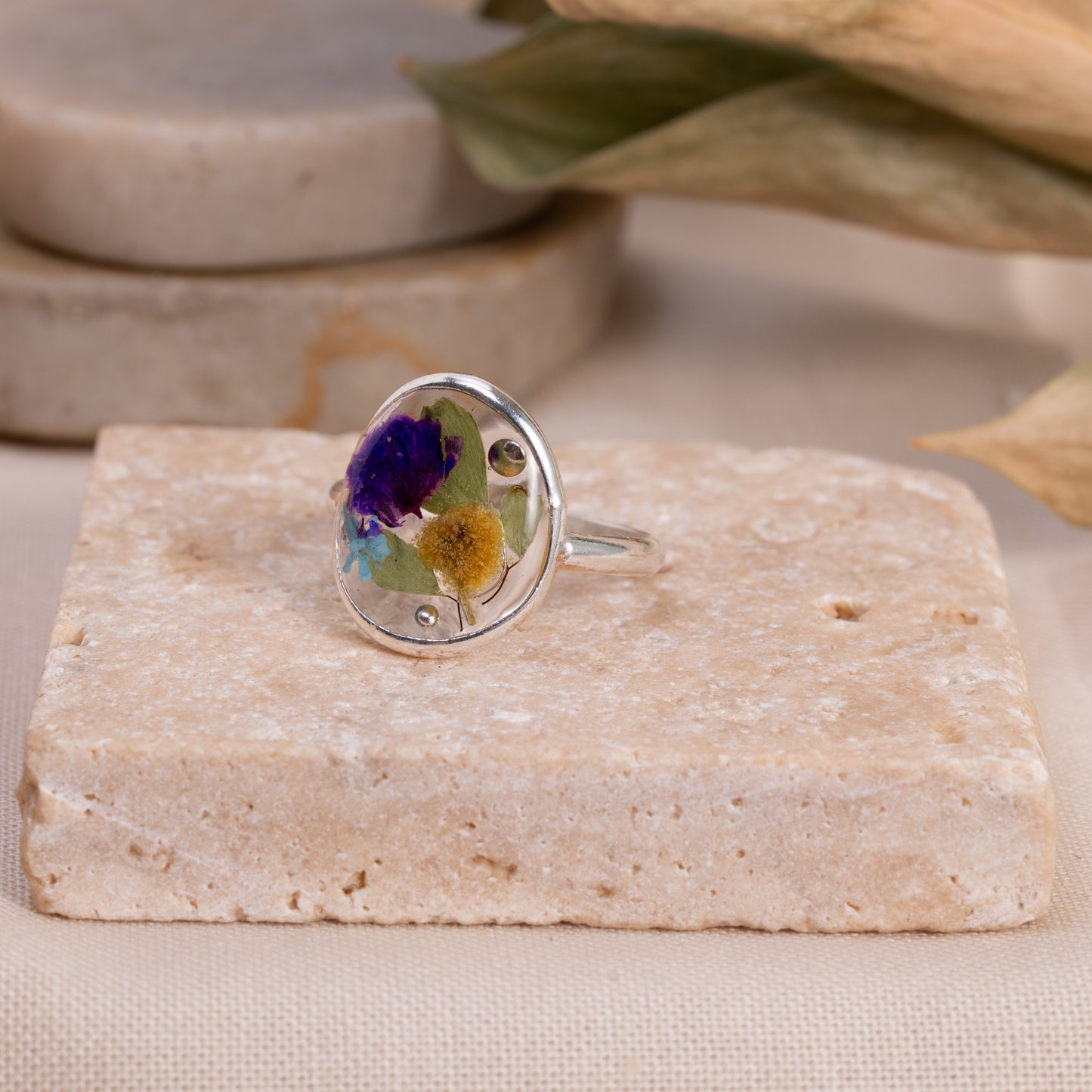 Real Flower Sterling Silver Ring – Unique Botanical Jewelry