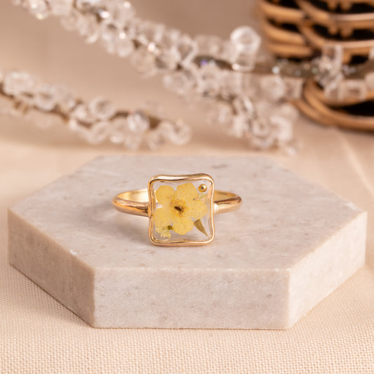 Botanical Gold-Filled Ring – Real Pressed Flower Jewelry