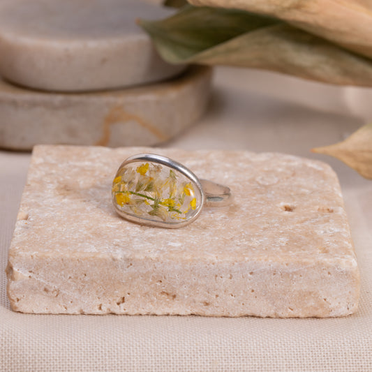 Delicate Flower Ring – Handcrafted Sterling Silver & Preserved Flower