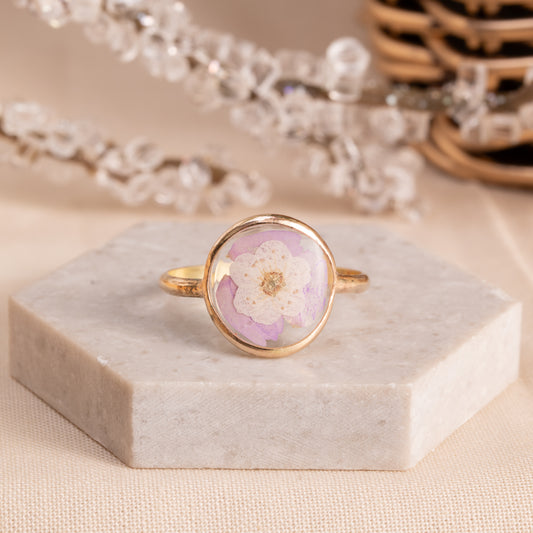 Handcrafted Gold-Filled Ring with Real Pressed Flowers