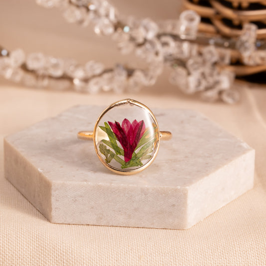 Handcrafted Floral Ring in Gold-Filled Metal – Artisan Collection