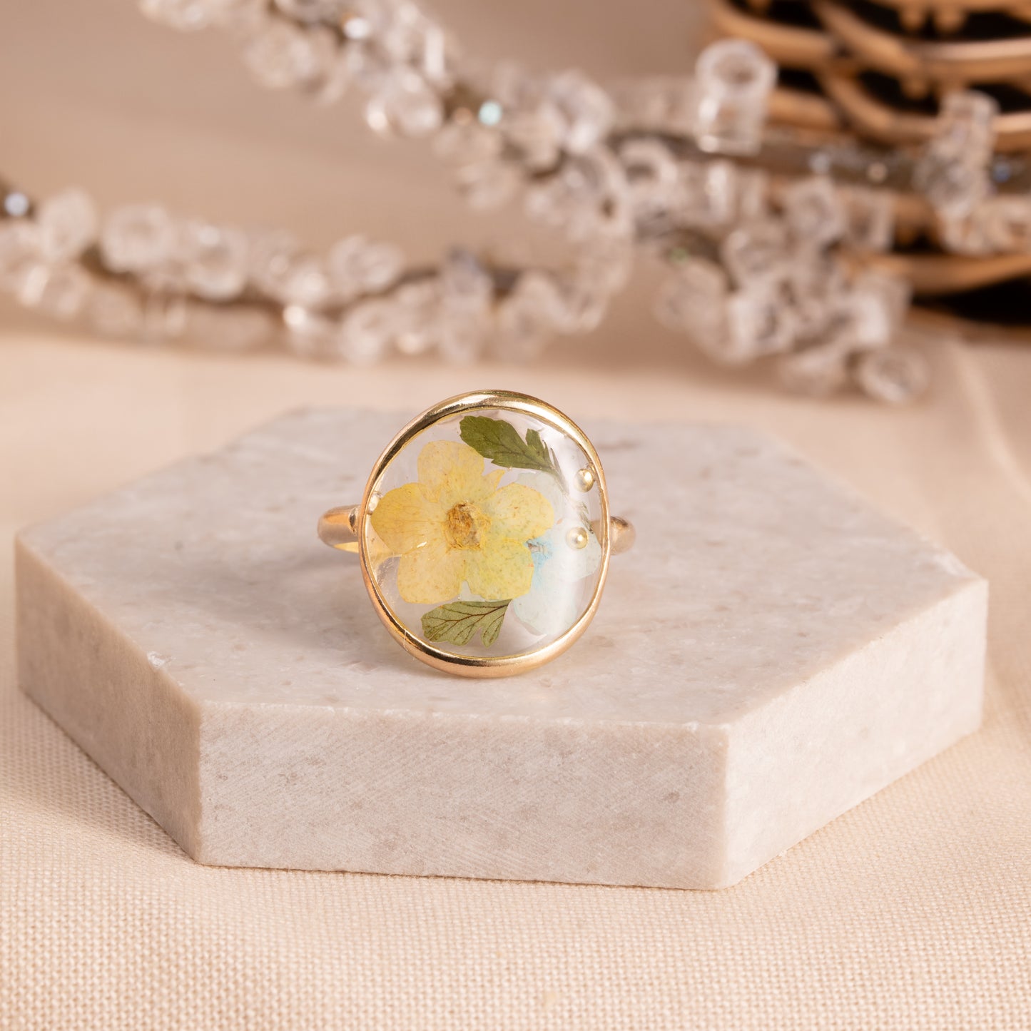 Real Flower Rings in Gold-Filled Settings – Handmade Jewelry