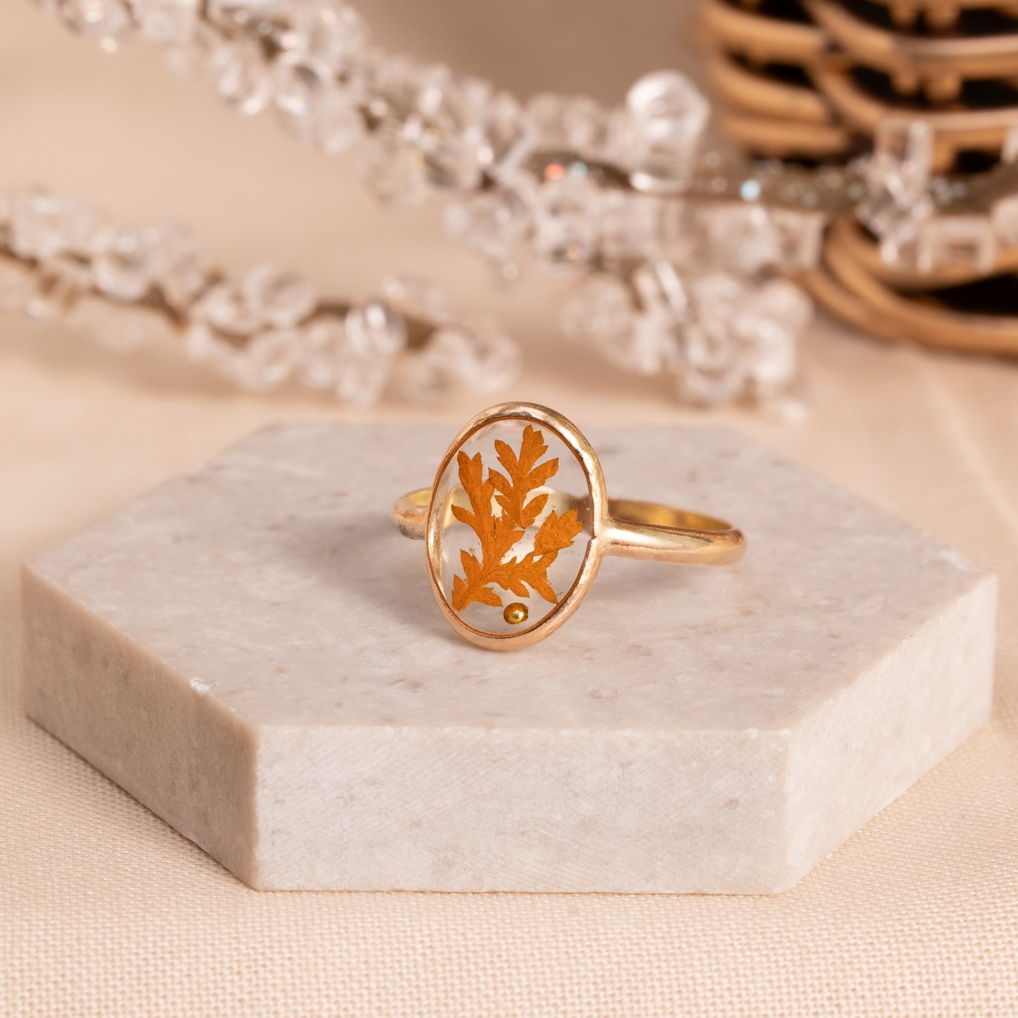 Real Flower Ring with Gold-Filled Band – Artisan Crafted