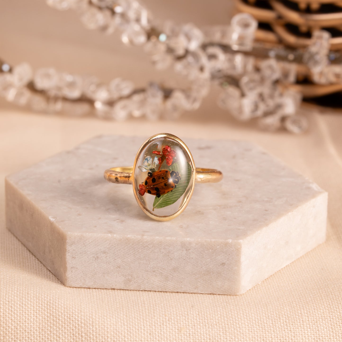 Real Flower Jewelry – Gold-Filled Ring for Nature Lovers