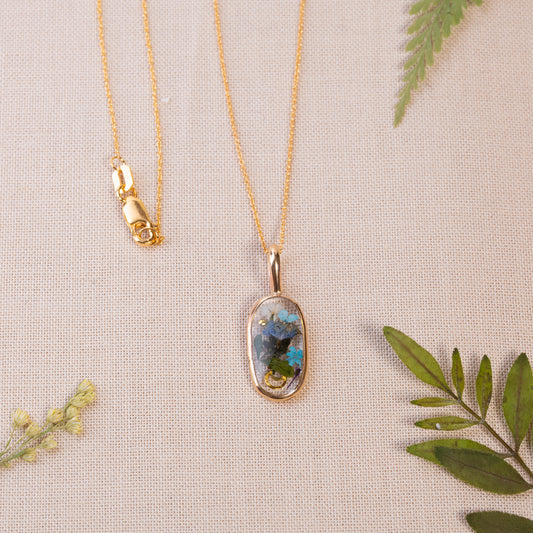 Gold-Filled Necklace Featuring Real Pressed Flowers