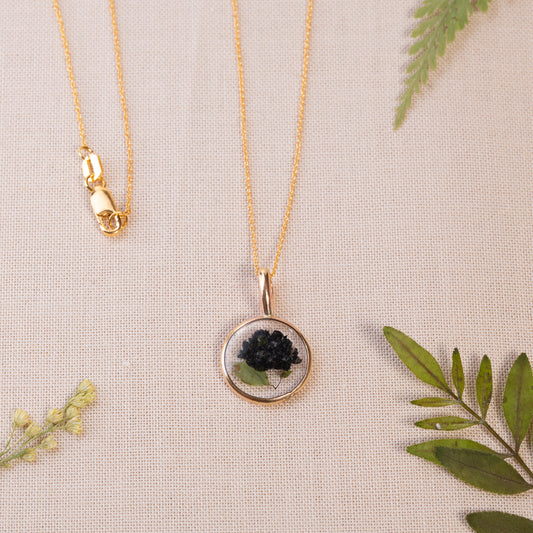 Nature-Inspired Gold-Filled Necklace with Pressed Flowers